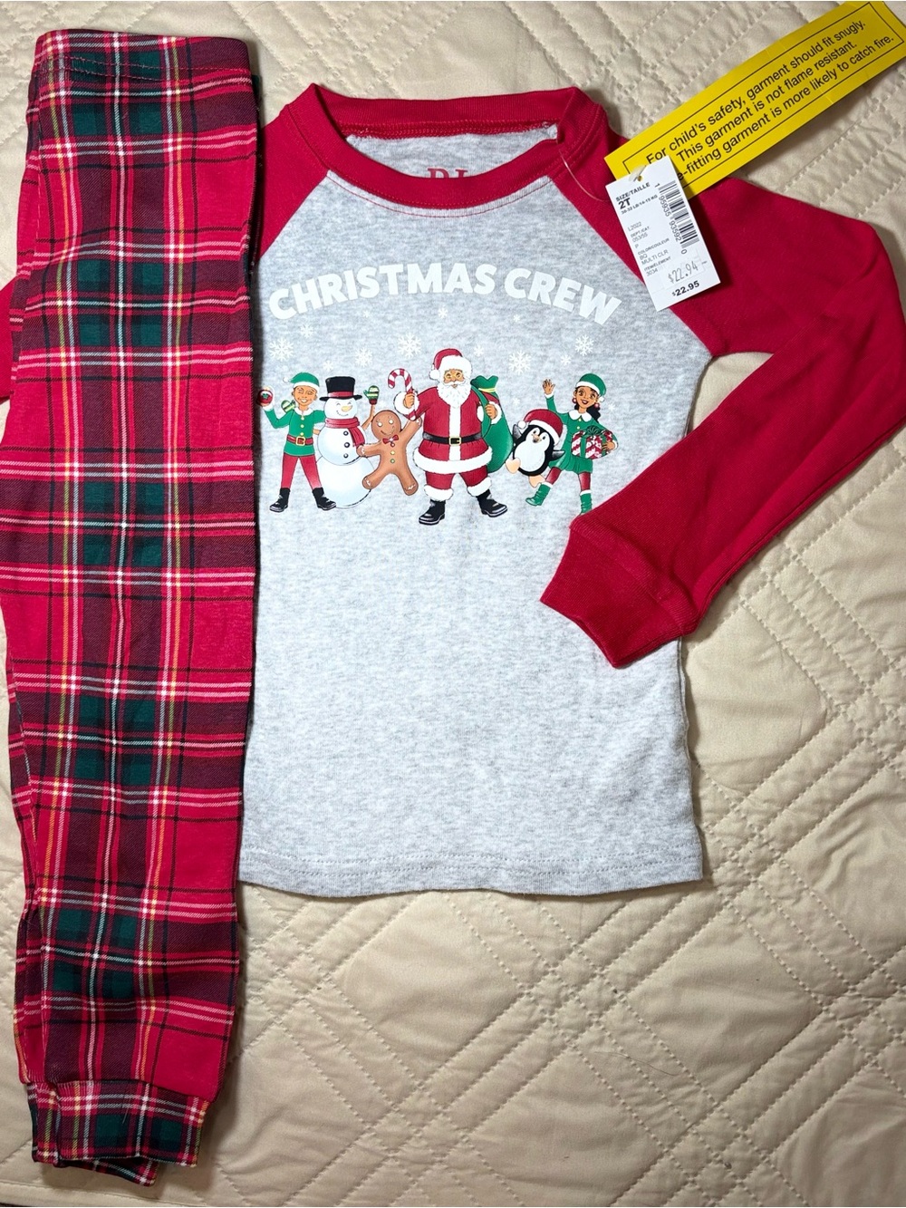 Children’s Place 2T Red & Gray Christmas Crew Kids Pajama Set